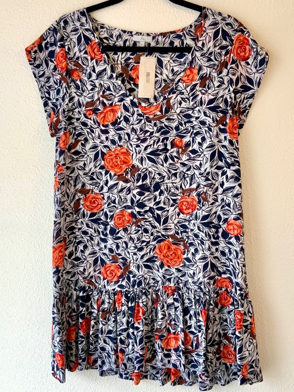 NEW! Joie 100% Silk Dress Size Medium Roses Ruffles Gathered Babydoll